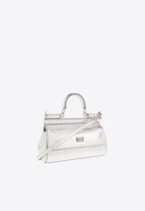 Dolce & Gabbana Small Sicily Python Skin Top Handle Bag Silver BB7116 A2F48-80998