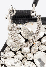 Dolce & Gabbana Mini Sicily Crystal Embellished Top Handle Bag Black BB7504 AP624-8S488