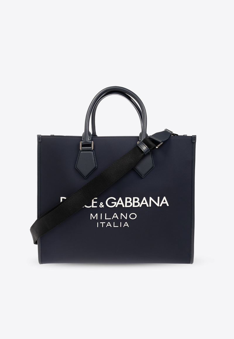 Dolce & Gabbana Large Logo Print Top Handle Bag Navy BM2271 AG182-8C653