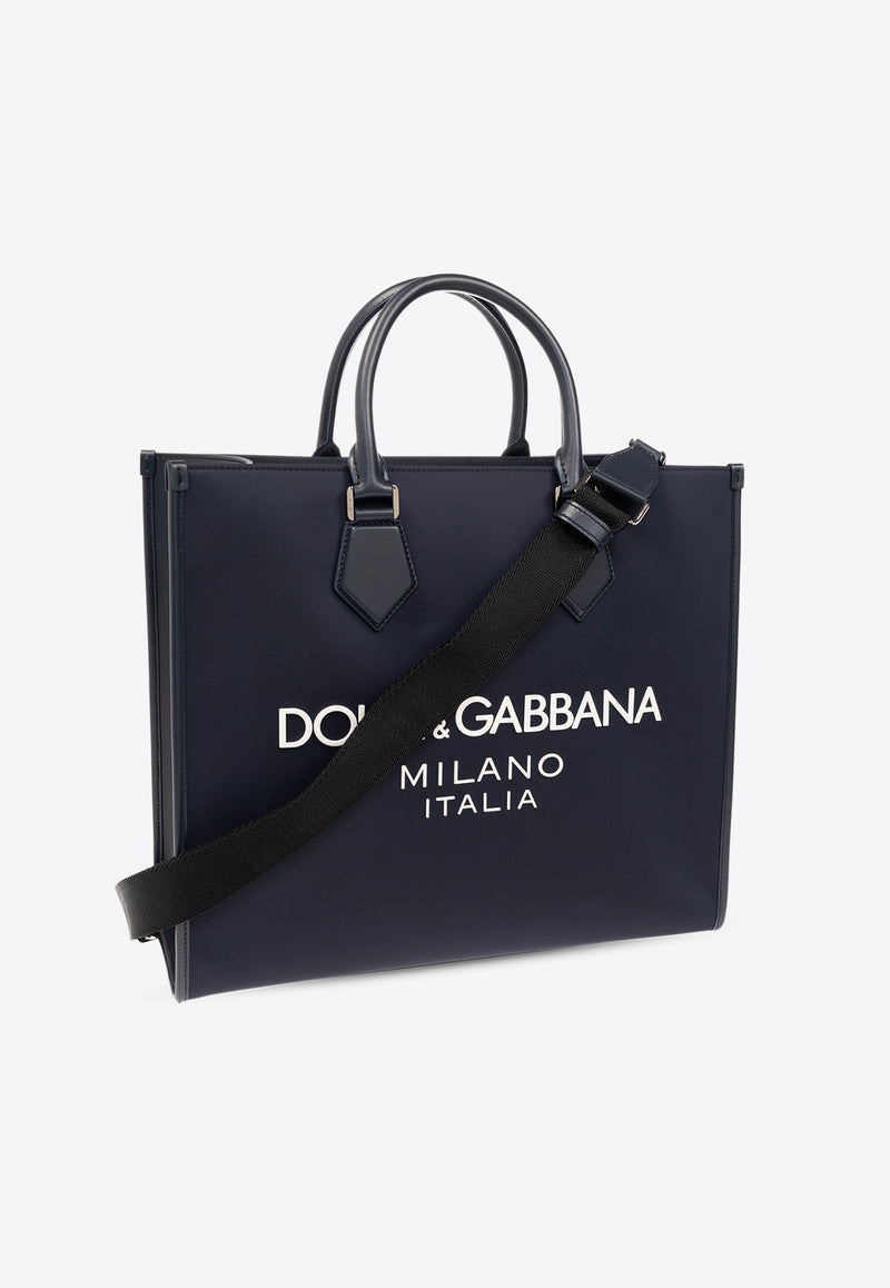 Dolce & Gabbana Large Logo Print Top Handle Bag Navy BM2271 AG182-8C653