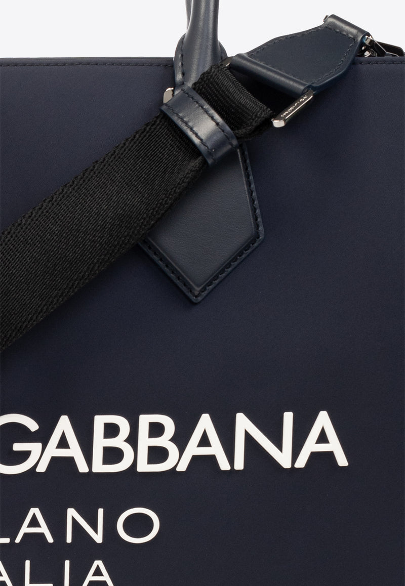 Dolce & Gabbana Large Logo Print Top Handle Bag Navy BM2271 AG182-8C653