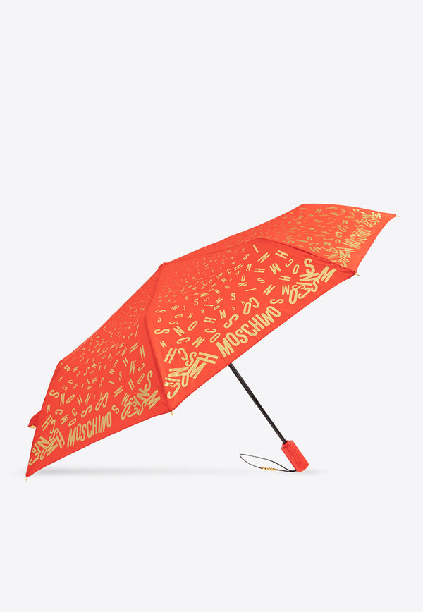 Moschino Contrasting Logo Open and Close Umbrella Red 8610 OPENCLOSEC-RED