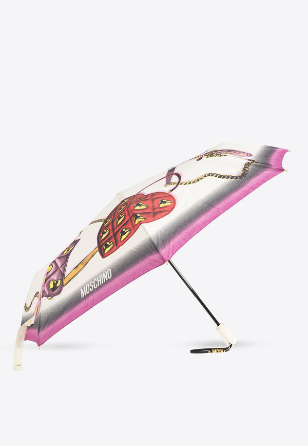 Moschino Bags Illustration Print Foldable Umbrella Multicolor 8987 OPENCLOSEI-CREAM