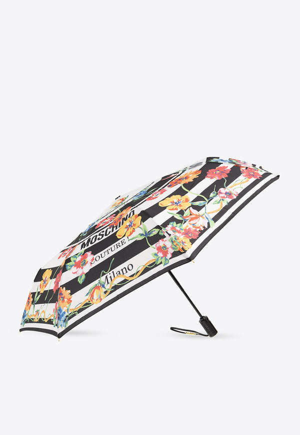 Moschino Floral Print Foldable Umbrella Multicolor 8992 OPENCLOSEA-BLACK