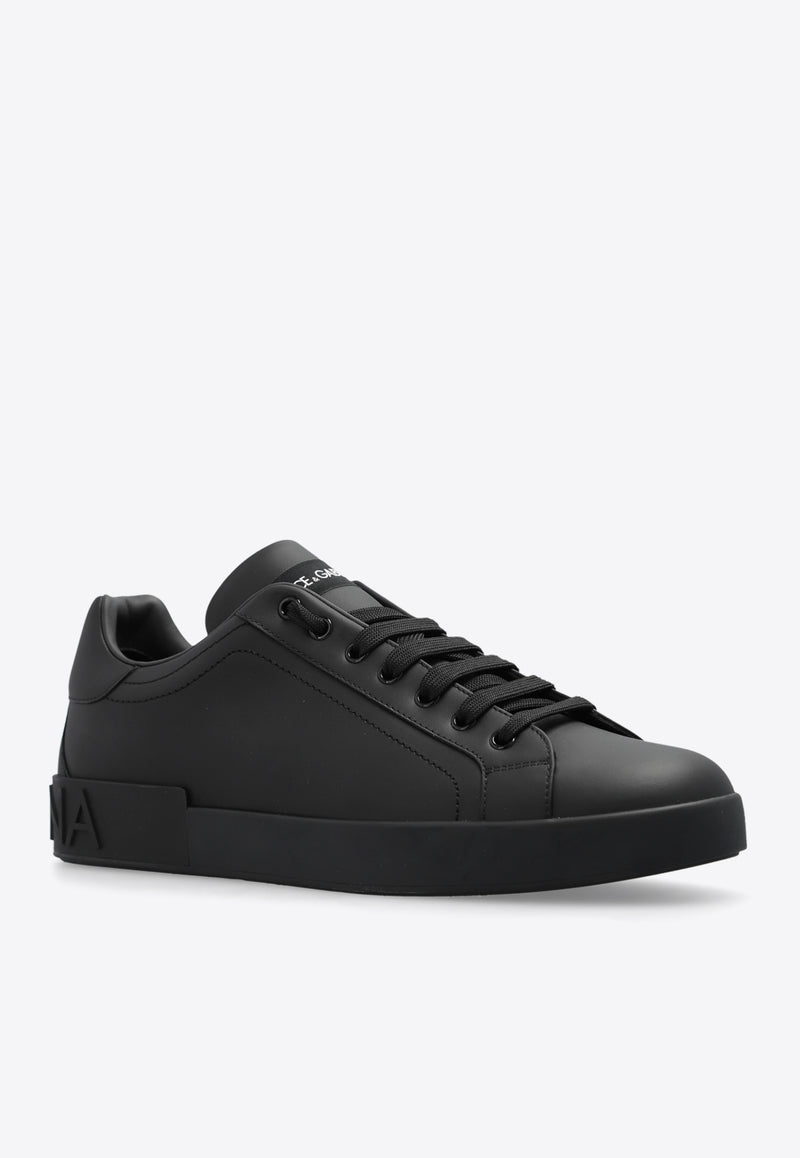 Dolce & Gabbana Portofino Low-Top Leather Sneakers Black CS1772 A1065-80999