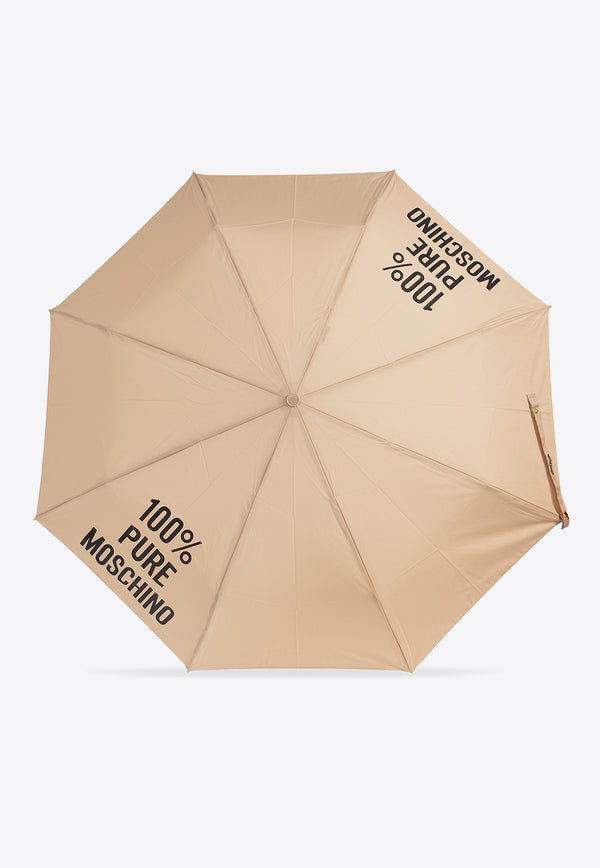 Moschino Contrasting Logo Open and Close Umbrella
 Beige 8592 OPENCLOSED-DARK BEIGE