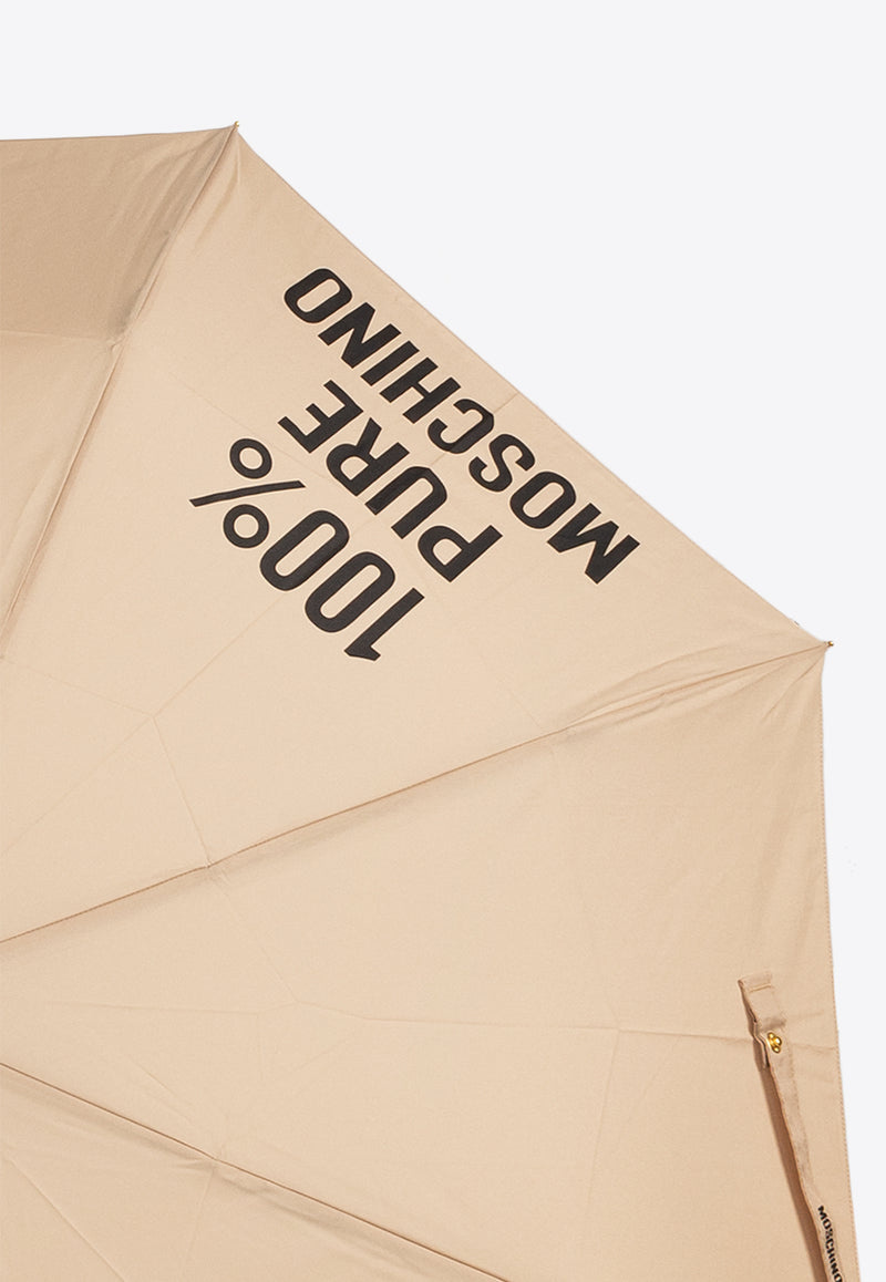 Moschino Contrasting Logo Open and Close Umbrella
 Beige 8592 OPENCLOSED-DARK BEIGE