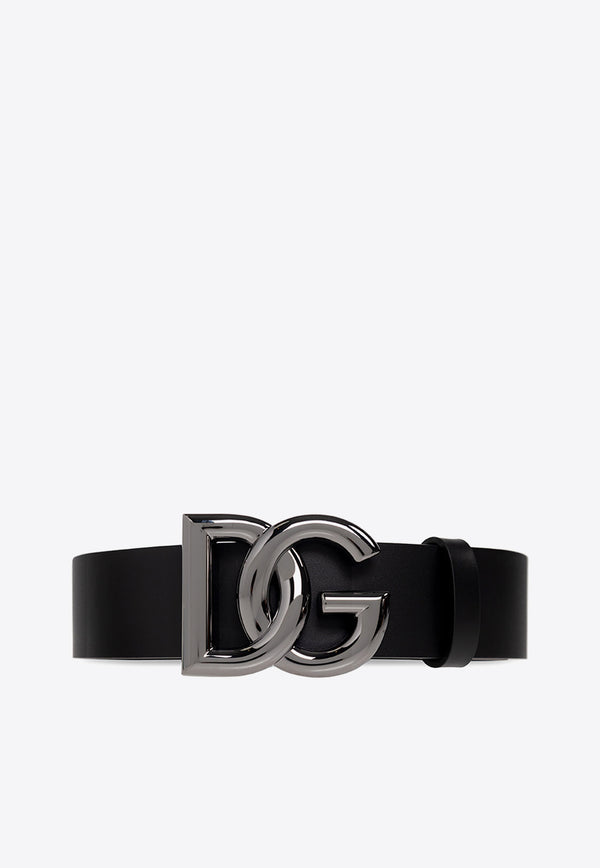 Dolce & Gabbana DG Logo Buckle Leather Belt Black BC4646 AX622-80999