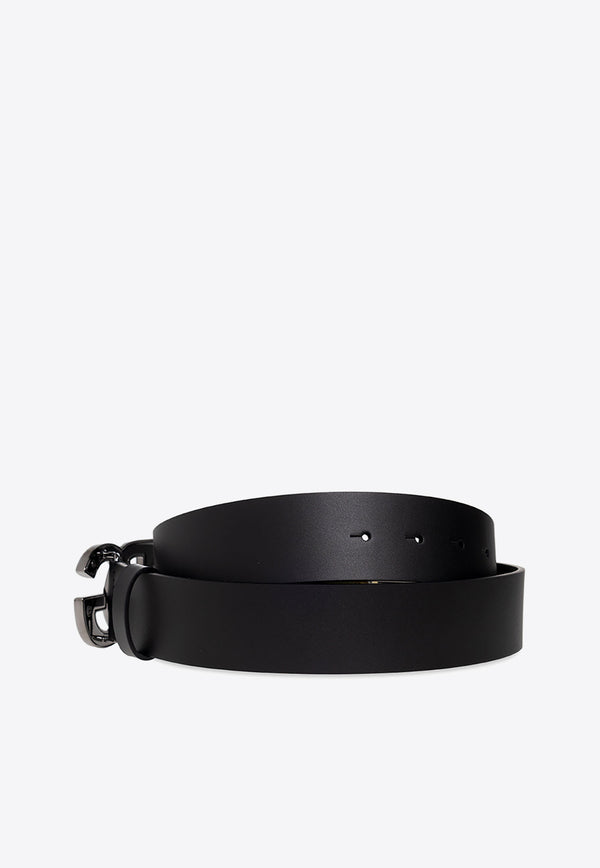 Dolce & Gabbana DG Logo Buckle Leather Belt Black BC4646 AX622-80999