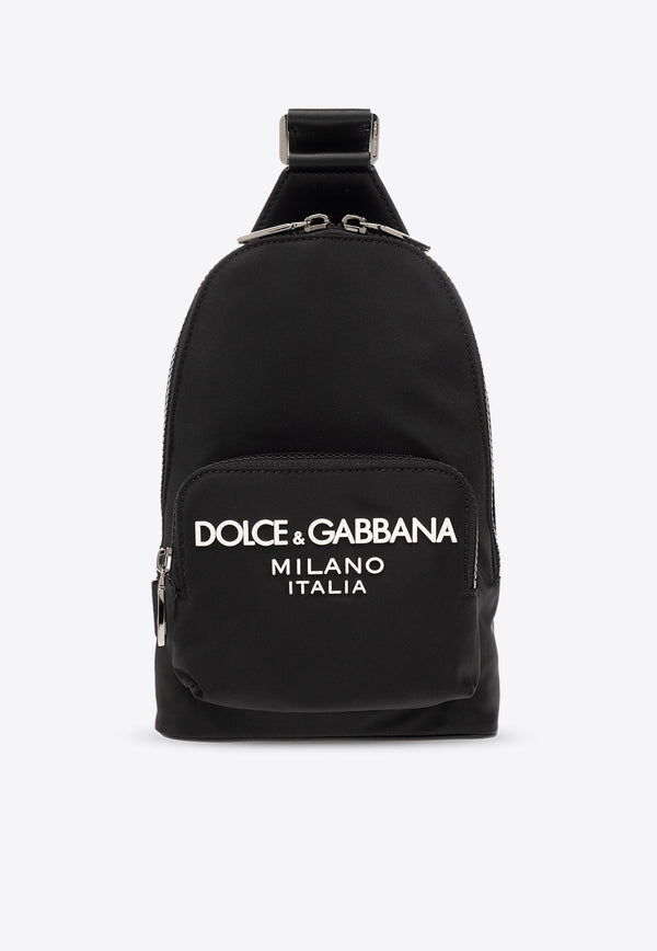 Dolce & Gabbana One-Shoulder Logo Print Backpack Black BM2295 AG182-8B956