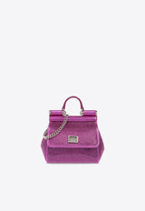 Dolce & Gabbana Mini Sicily Crystal Embellished Top Handle Bag Fuchsia BB6494 AO917-8Z432