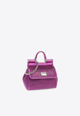 Dolce & Gabbana Mini Sicily Crystal Embellished Top Handle Bag Fuchsia BB6494 AO917-8Z432