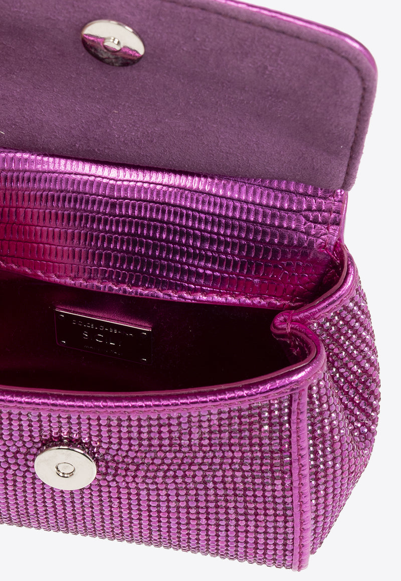 Dolce & Gabbana Mini Sicily Crystal Embellished Top Handle Bag Fuchsia BB6494 AO917-8Z432