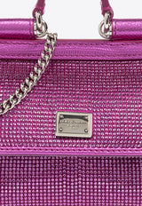 Dolce & Gabbana Mini Sicily Crystal Embellished Top Handle Bag Fuchsia BB6494 AO917-8Z432