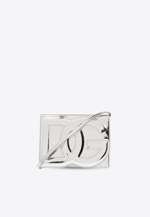 Dolce & Gabbana DG Logo Metallic Leather Shoulder Bag Silver BB7287 AY828-80998