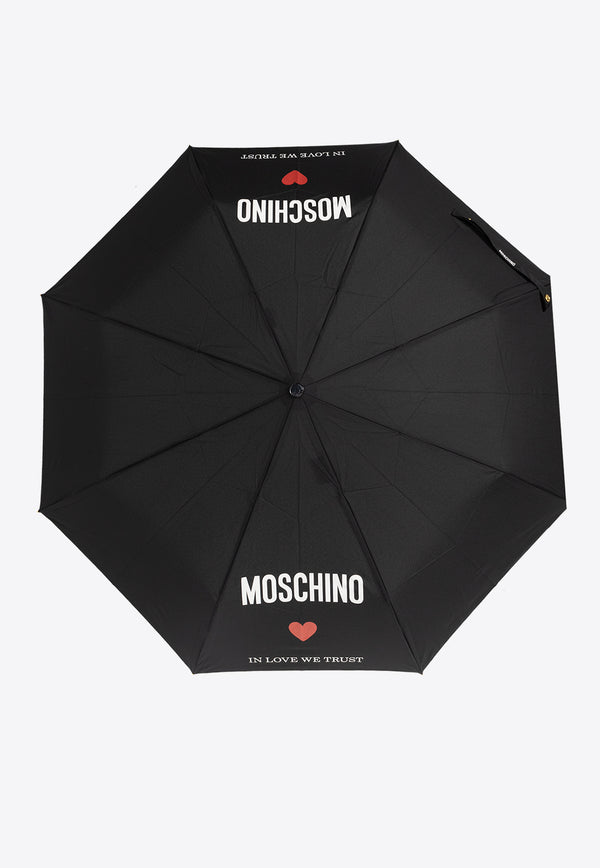 Moschino Slogan Print Umbrella Black 8956 OPENCLOSEA-BLACK