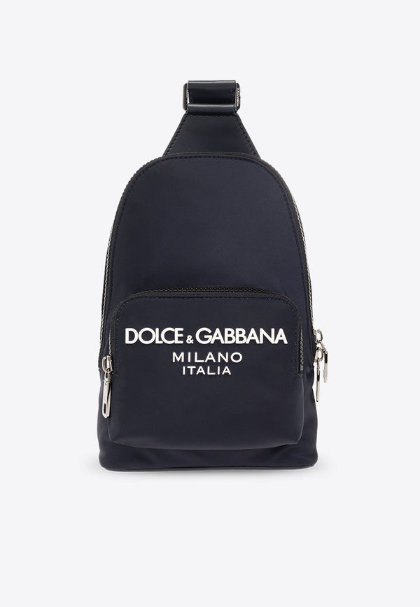 Dolce & Gabbana One-Shoulder Logo Print Backpack Navy BM2295 AG182-8C653