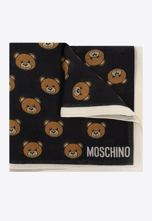 Moschino Teddy Bear Print Silk Scarf Black E5211 M5217-005