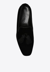 Jimmy Choo Foxley Tassel-Detail Velvet Loafers Black FOXLEY M VEL-BLACK