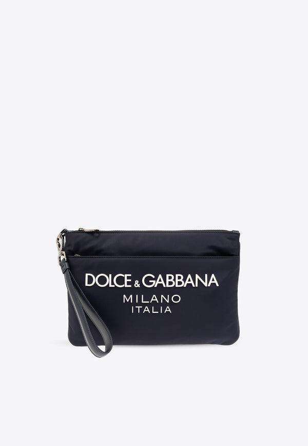 Dolce & Gabbana Logo Print Pouch Bag Navy BP3259 AG182-8C653