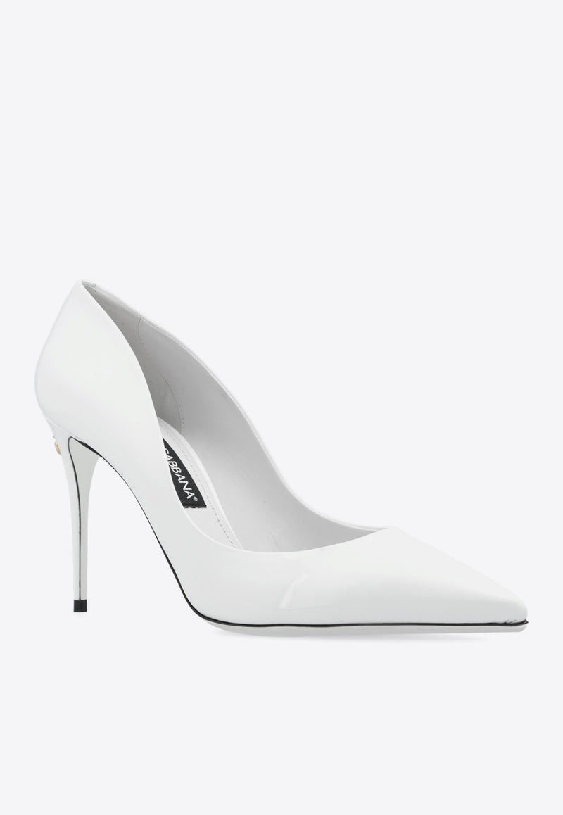 Dolce & Gabbana Cardinale 90 Patent Leather Pumps White CD1657 A1471-80001