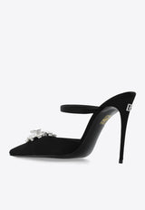 Dolce & Gabbana 105 Satin Crystal Embellished Mules Black CI0166 AQ521-8S488