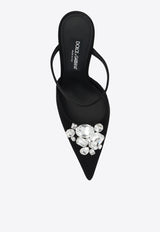 Dolce & Gabbana 105 Satin Crystal Embellished Mules Black CI0166 AQ521-8S488