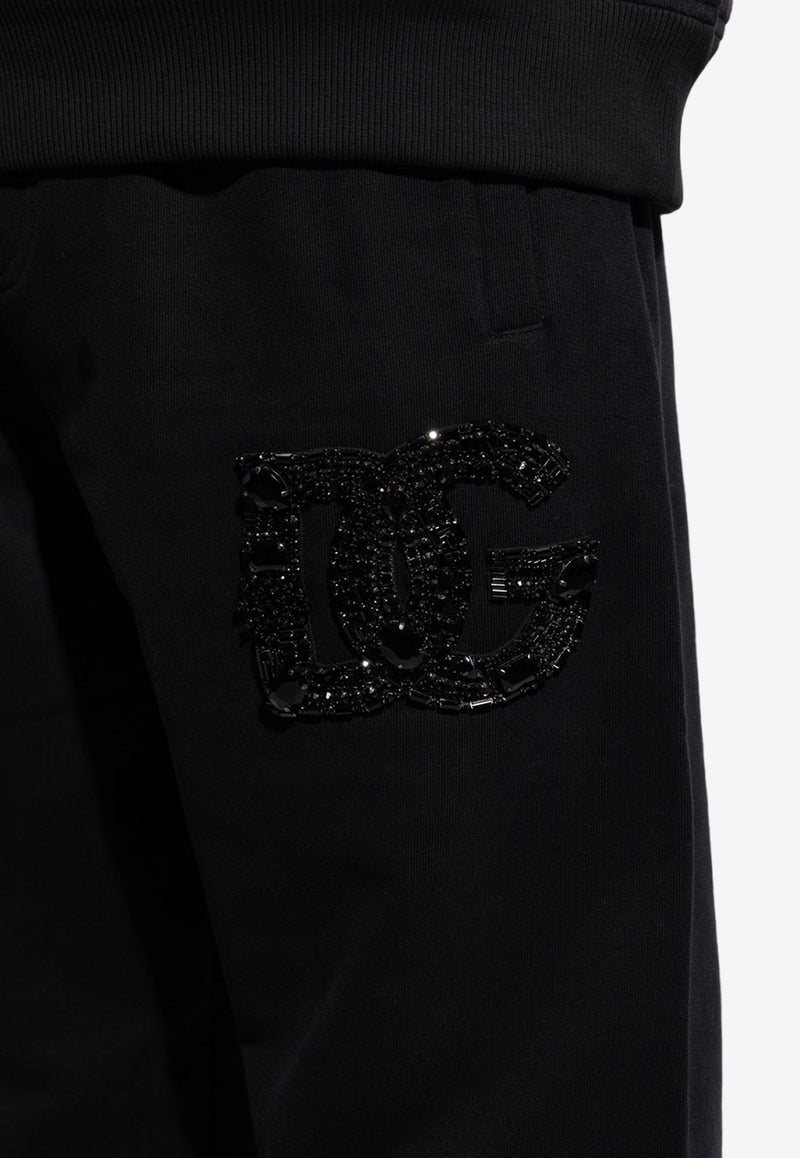 Dolce & Gabbana Rhinestone DG Logo Track Pants Black GV2VHZ G7K4P-N0000