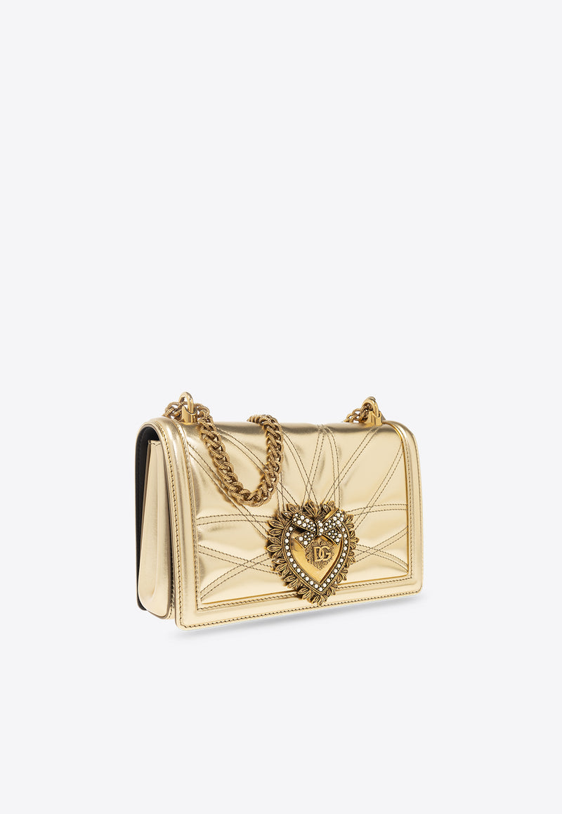 Dolce & Gabbana Medium Devotion Metallic Leather Crossbody Bag Gold BB7158 AD776-87503