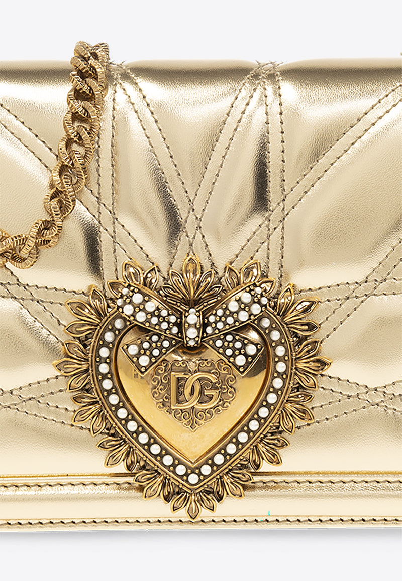 Dolce & Gabbana Medium Devotion Metallic Leather Crossbody Bag Gold BB7158 AD776-87503