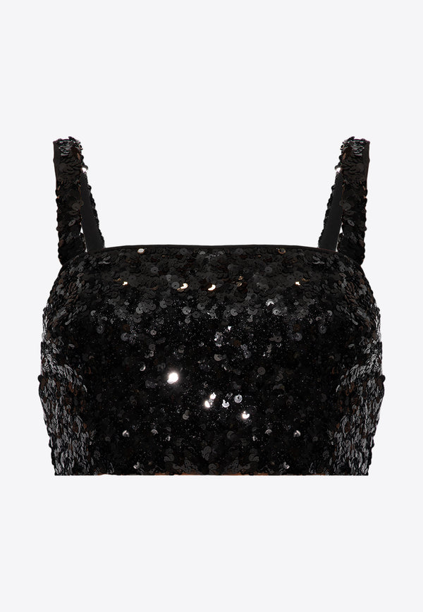 Dolce & Gabbana Sequin Embellished Cropped Top Black F79AAT HLMZM-N0000