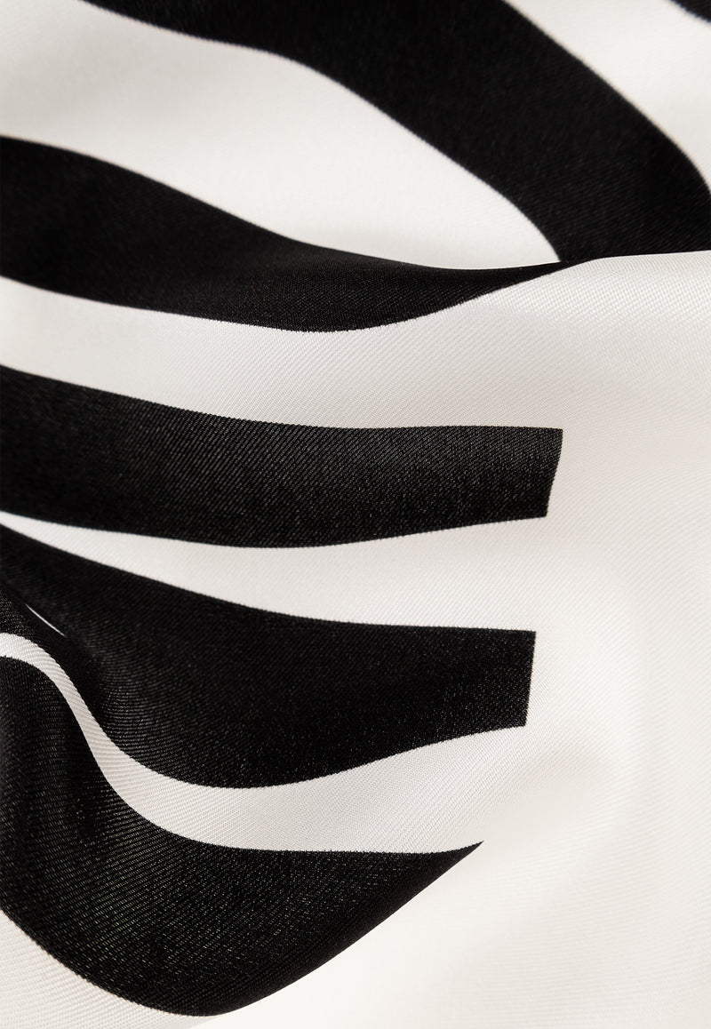 Moschino Logo Print Silk Scarf White E3549 M2884-002