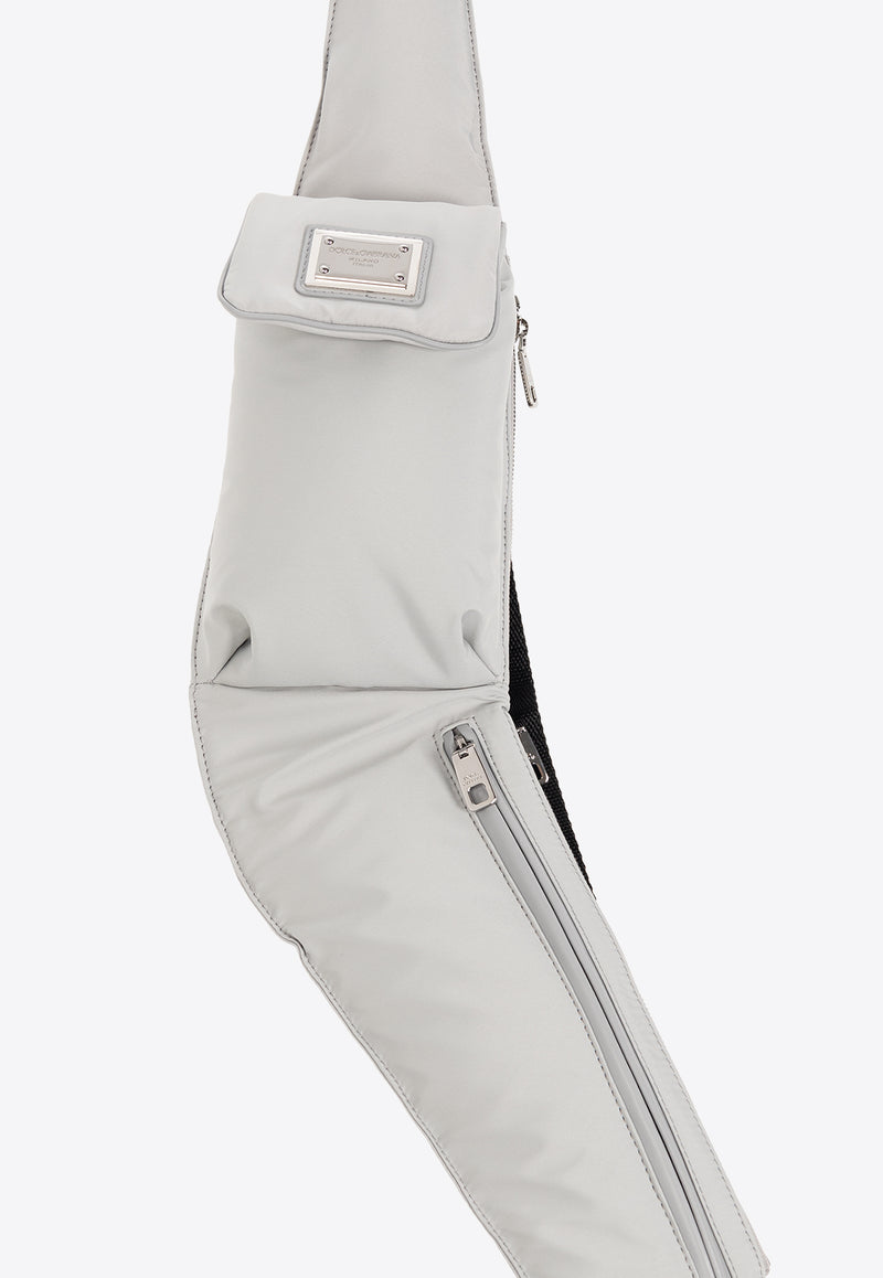 Dolce & Gabbana Logo Plate Nylon Belt Bag Gray BM2279 AP549-8B848