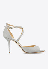 Jimmy Choo Emsy 85 Glitter Sandals Silver EMSY 85 DGZ-PLATINUM ICE