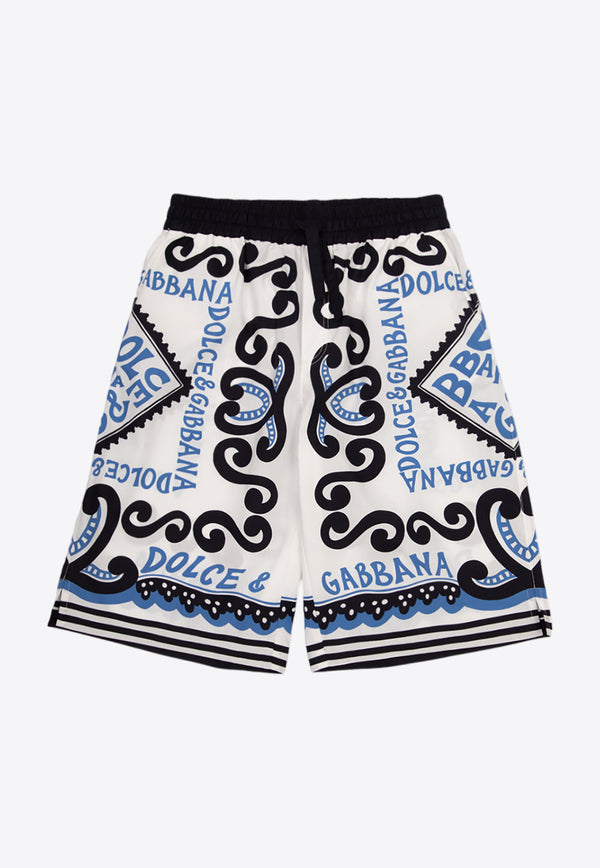 Dolce & Gabbana Kids Boys Marina Print Drawstring Shorts White L43Q28 G7L0J-HC4XR