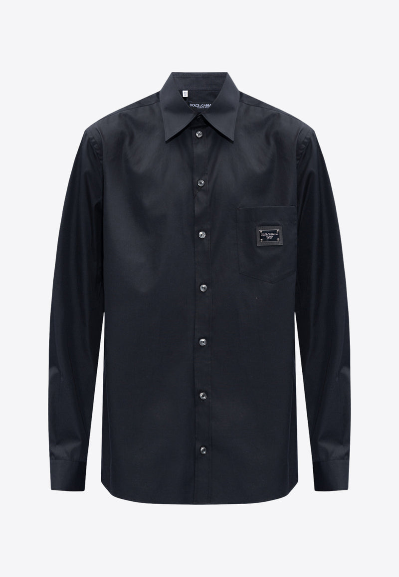 Dolce & Gabbana Logo Plaque Long-Sleeved Shirt Black G5JG4T FU5U8-N0000