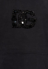 Dolce & Gabbana Rhinestone Embellished DG Logo Hoodie Black G9ZU0Z G7K4P-N0000