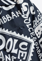 Dolce & Gabbana Marina Print Bowling Silk Shirt Blue G5JH9T HI1QD-HB4XR