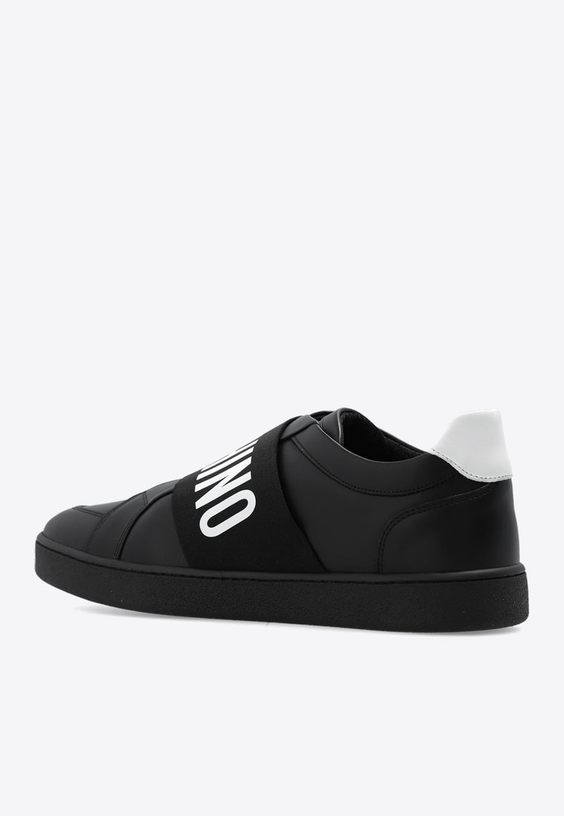 Moschino Logo Print Slip-On Sneakers Black MB15032G1I GA1-00A