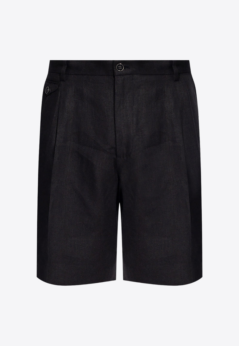 Dolce & Gabbana Pleated Linen Shorts Black GW0MAT GG868-N0000