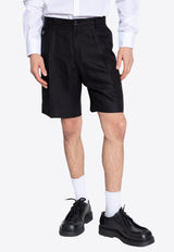 Dolce & Gabbana Pleated Linen Shorts Black GW0MAT GG868-N0000