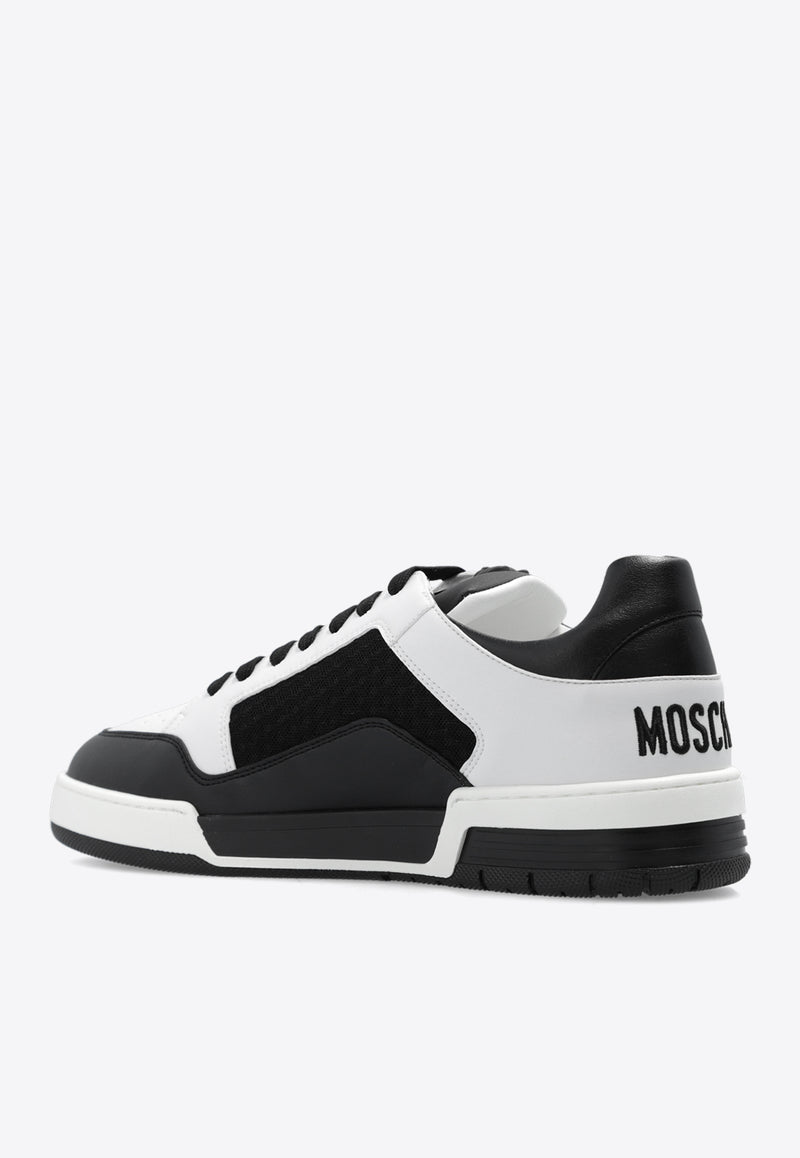 Moschino Logo Paneled Leather Sneakers Black MB15874G1I GX1-00A