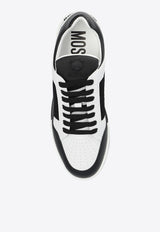 Moschino Logo Paneled Leather Sneakers Black MB15874G1I GX1-00A