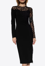 Dolce & Gabbana Lace-Trimmed Midi Dress Black F6ATGT FUGN7-N0000