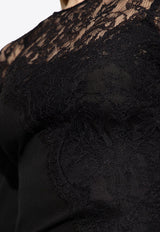 Dolce & Gabbana Lace-Trimmed Midi Dress Black F6ATGT FUGN7-N0000