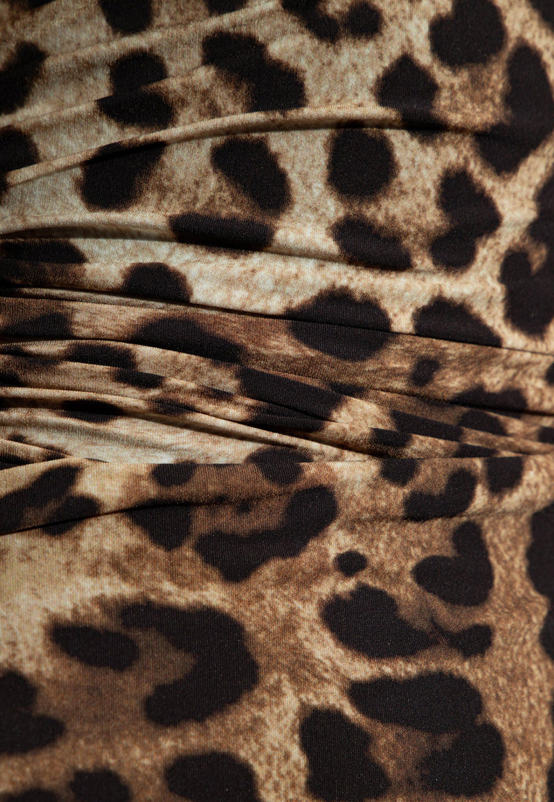 Dolce & Gabbana Leopard Print Halterneck One-Piece Swimsuit Brown O9A06J ONO11-HY13M