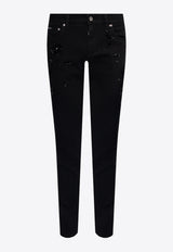 Dolce & Gabbana Rhinestone Embellished Skinny Jeans Black GY07LZ G8KG8-S9001
