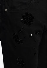Dolce & Gabbana Rhinestone Embellished Skinny Jeans Black GY07LZ G8KG8-S9001