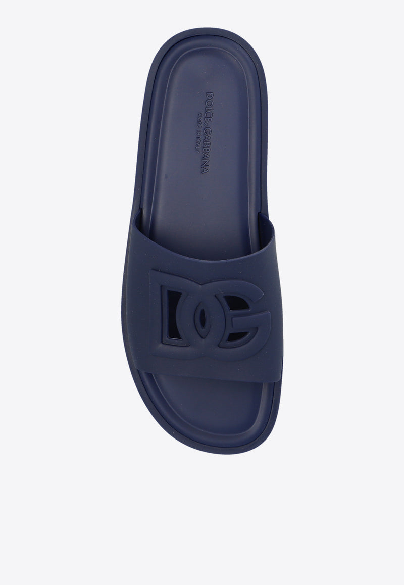 Dolce & Gabbana DG Logo Rubber Slides Navy CS2215 AN994-8H665