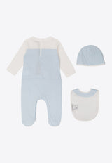 Dolce & Gabbana Kids Babies DG Logo Onesie Gift Set - Set of 3 Blue L1JO7I G7L5M-S9000